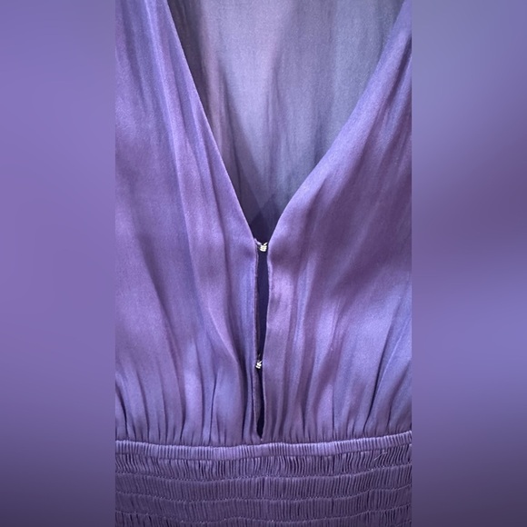 Maje Reloua Purple Satin Smock-Waisted Long Sleeve Dress FR 34 (US XS or 0) - Picture 9 of 13